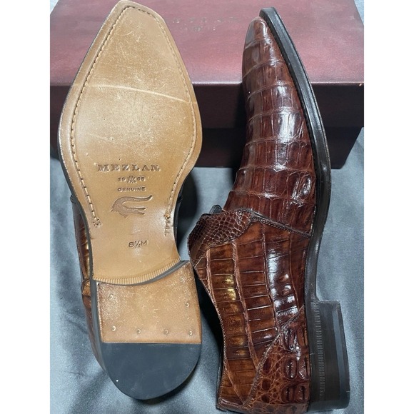 Mezlan Gables 13778-F Cognac Alligator Monk Strap 8.5M Handmade Spain NIB Shoes - Picture 8 of 10